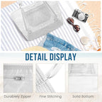 HOHOM Beach Bags for Women, Summer Travel Mesh Tote Bag with Large Inner Pocket, Sandproof Woven Shoulder Handbag