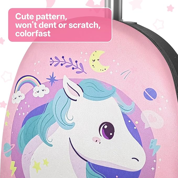 2-in-1 Kids Scooter Suitcase, 19in Large Capacity Ride-On Luggage with LED Light Wheels, Lightweight Carry-On for Fun and Travel, Durable and Cute Patterns Design for Children
