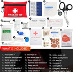 Mini First Aid Kit, 122 Piece Small First Aid Kit Designed for Family Emergency Care for Home, Camping, Hiking, Backpacking, Travel, Vehicle, Outdoors & Schools