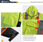 JKSafety Hi-Vis Reflective Safety Rain Jacket and Pants for Men Women Waterproof Rain Gears for Farming Fishing Work HV Rain Suit with Inner Mesh Lining and Pockets (117-Yellow 3XL)