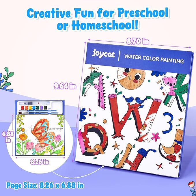 JoyCat Paint with Water Coloring Books for Toddlers, Watercolor Painting Sets for Kids Ages 3-5 4-8, Arts and Crafts Drawing Activities Toy Birthday Gifts for Boys Girls (Alphabet)