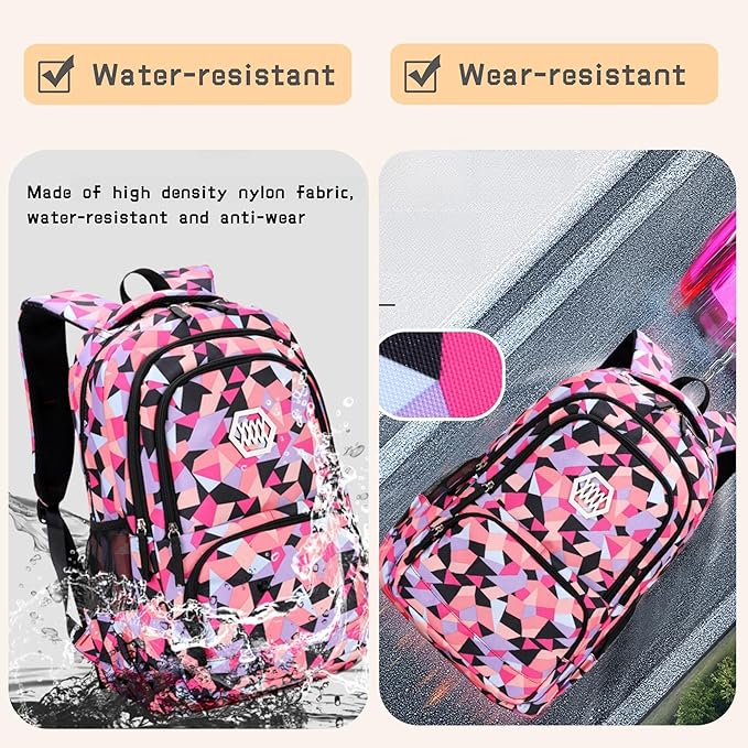Bansusu Geometric Print Kids Backpack for Girls Boys School Bag Bookbags