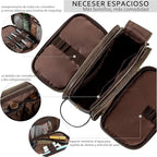 Elviros Travel Toiletry Bag for Men, Shaving Dopp Kit Water-resistant Bathroom Small Toiletries Organizer PU Leather Cosmetic Bags