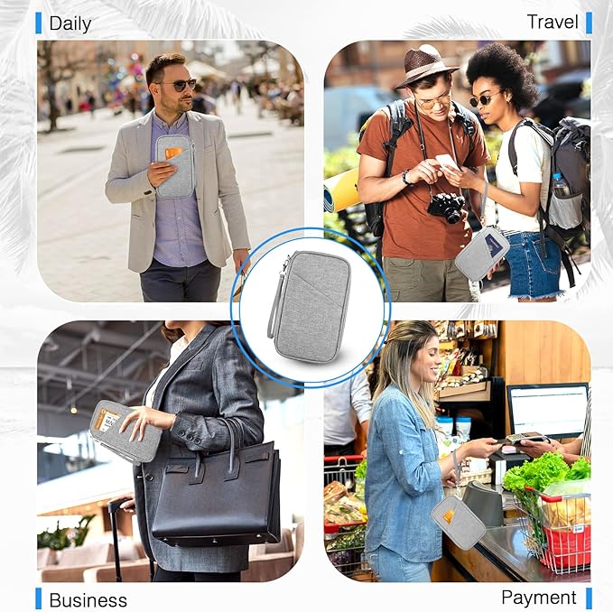 TOPBAG Passport Holder Family, Women Rfid Blocking Passport Wallet, Travel Document Organizer for Premium Wallets, Waterproof Passport Holders Bag for Women & Men Traveling, Credit Cards Case