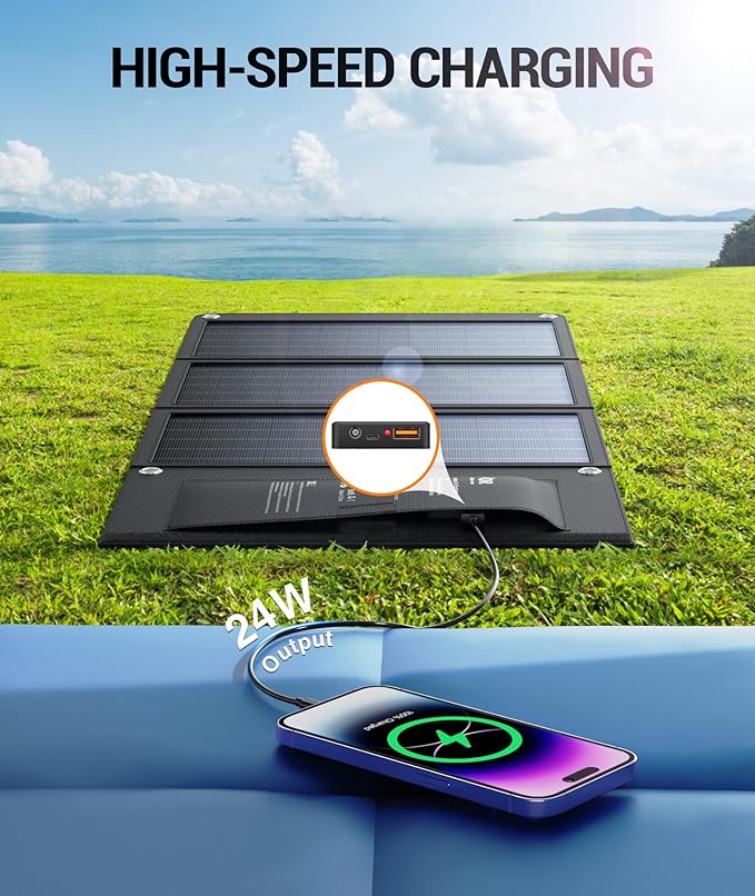 BLAVOR 10W Plus 30W Solar Charger, Foldable Solar Panel for Camping, IPX4 Waterproof, Solar Battery Charger Compatible with Solar Generators, Phones, Tablets