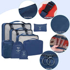 8 Set Packing Cubes for Suitcases, kingdalux Navy Blue Travel Luggage Packing Organizers with Laundry Bag, Compression Storage Shoe Bag, Clothing Underwear Bag, for Women & Man