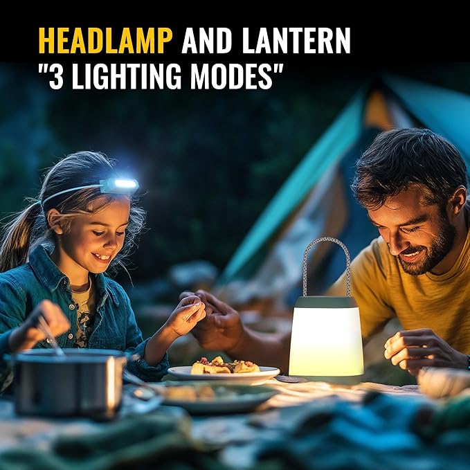 HOKOILN LED Camping Essentials, Battery Powered LED Camping Lantern & Headlamp Sets, Multiple Purposes Tent Light for Camp, Hiking, Emergency, Backpacking, Indoor/Outdoor,Gift for Kids