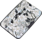 ELFISH Mini RFID Aluminum Wallet Credit Cards Holder Business Card Case Metal ID Case for Men Women (White Lotus)