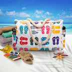 Beach Bag and Pool Bag Has Cooler Pocket, 7 Pockets Total, Zip Top. Family Size Waterproof Beach Tote