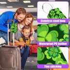 3 Pack St. Patrick's Day Shamrock Luggage Tags for Suitcase Lucky Clovers PU Leather Travel Luggage Tag Privacy Cover ID Label for Women Men Baggage Backpack Handbag School Bag