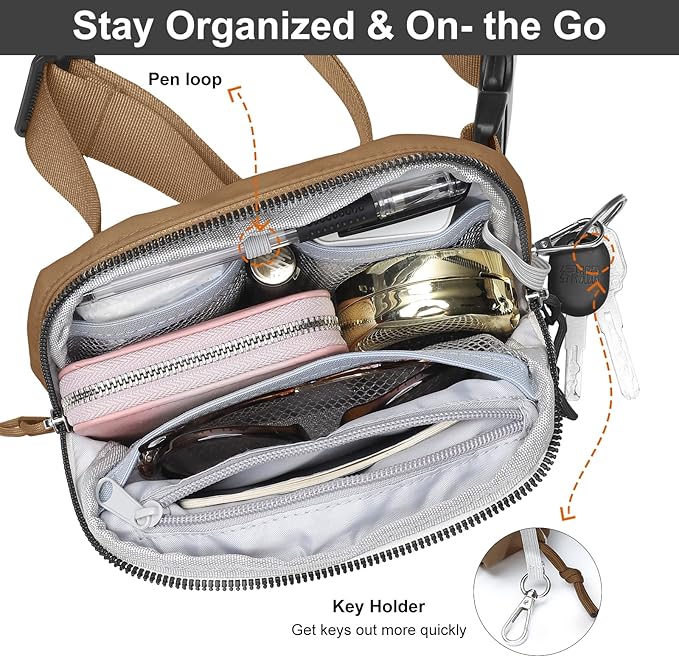 Mini Belt Bag for Women, RFID Small Fanny Pack, Womens Fashion Waist Packs with Extender Strap, Crossbody Bum Bags