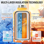 DYSANKY National Parks Water Bottle – 64 oz Insulated Stainless Steel Bottle with 63 Hand-Drawn Park Stickers, Carrier Bag, Strap & Gift Box – BPA-Free – Ideal for Hiking, Camping & Travel