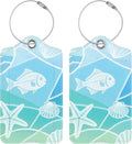 Luggage Tags for Suitcases, 2 Pack Cute PU Leather Luggage Tag TSA Approved with Stainless Steel Loop and Address Card Baggage Tag for Travel&Cruise Ships&Shipping Eco-Friendly Oceans, by Chelmon