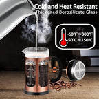 YMMIND French Press Coffee Maker (21oz 600ML 3-4Cup) Coffee Press, with 4 Filters System, Heat Resistant Thickness Borosilicate Glass, Cold Brew Coffee Tea Pot Gifts (Copper)