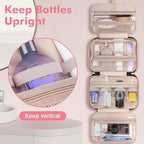 Wedama Toiletry Bag for Women, Medium Cosmetic Travel Bag, Hanging Toiletry Bag for Bathroom, Thickened PVC Waterproof Makeup Bag, Toiletries Bag for Travel Business Trips and Camping, Baby Pink