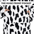 Solaris Travel Wearable Blanket with Sleeves, 2 in 1 Packable Airplane Pillow Blanket for Adult Women Men, Soft Cozy Warm Snuggy Body Blanket for Outdoor Indoor Home Lounge, Cow Print
