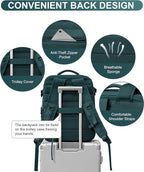 WONHOX Large Travel Backpack Women,Carry On Backpack Flight Approved 18x14x8 inches Bag Spirit Airlines Personal ltem,College Sports Hiking Rucksack Laptop Blackpack mochila de viaje,PeacockBlue