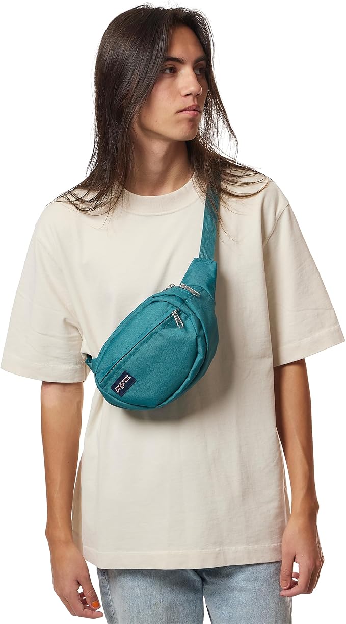 JanSport Fifth Avenue Fanny Pack Crossbody Bags for Women, Men - Stylish, Durable Waist Bag with Adjustable Belt, Main Zippered Pocket, Quick Stash Pocket - Travel Essentials - Black