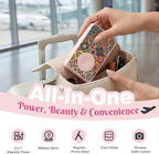 5-in-1 Magnetic Power Bank, 5000mAh Portable Wireless Charger with Mirror, Stand, Bluetooth Remote & Card Holder, MagSafe Compatible Travel Essential for iPhone & Samsung, USB-C Cable Included