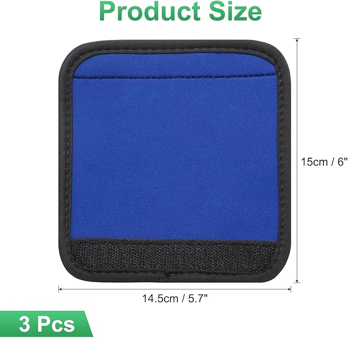 uxcell 3 Pcs Luggage Handle Wrap for Suitcase, Neoprene Handbag Grip Cover Protector Luggage Identifiers Suitcase Handle Wraps for Luggage Shopping Bag Travel Bags, Blue