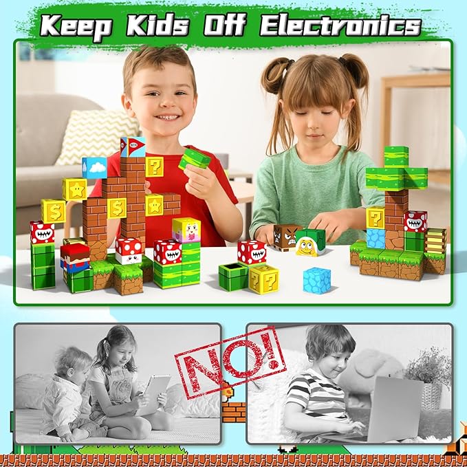 Magnetic Blocks,1.21" 48PCS Large Magnetic Building Blocks for Toddlers 3 4 5 6 7 8 Year Old Creative Magnet Cubes for Kids Ages 3-5 4-8 Learning Sensory Toys Birthday Easter Gift for Boys Girls 3+