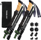TREKOLOGY Trek-Z Cork Grip Trekking Poles – Lightweight Folding Hiking Poles, Adjustable Height, Compact Travel Design, Aircraft-Grade Aluminum Walking Sticks for Men & Women