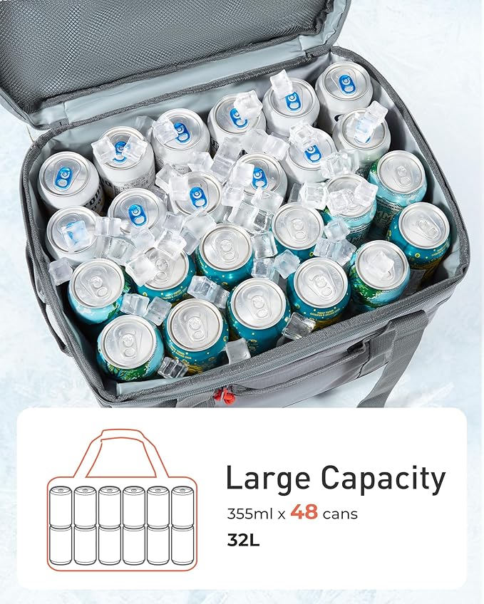 TOURIT Soft Sided Cooler Bag Insulated 30/48/60 Cans, Large Collapsible & Leakproof Ice Chest for Picnic, Beach, Camping, Travel