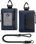 VULKIT RFID Blocking Lanyard Wallet for Men and Women, Nylon Neck Wallet with ID Window, Zipper Pouch and Keychain, Magnetic Pocket for Hiking, Fishing and Outdoor Activities, Navy Night