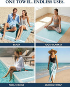 LANE LINEN Oversized Beach Towel - Beach Towels 4 Pack, Pre-Washed Pool Towel, Extra Large Beach Towel, Quick Dry & Sand Free, Lightweight Travel Towel, 39"x71" - Hunter Green
