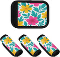 4 Pack Flowers Luggage Handle Wrap, Detachable Luggage Tag, Neoprene Suitcase Wrap with Comfort Grip & Bright Identifier for Suitcase, Travel Bag, Sports Bag