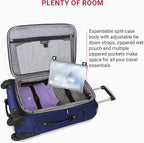 SWISSGEAR Sion Softside Expandable Spinner Luggage Durable Lightweight Travel Suitcase, Blue, Carry-On 21-Inch
