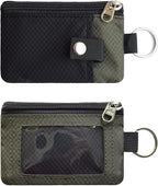 CHENSPRX Minimalist RFID Blocking Small Wallet with ID Window,WaterResistant Zip Id Case Wallet with Lanyard Keychain for Cards,Cash,Travel,Women,Men