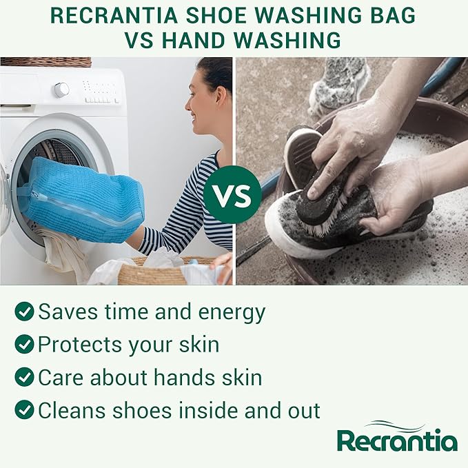 Shoe Washing Machine Bag - Set of 2 Shoe Washing Bags, 360° Deep Clean Shoes Laundry Bag, Reusable Shoe Bag for Washing Machine, Sneaker washing machine bags, Blue