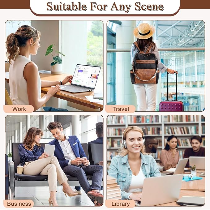 AGLOD Vegan Leather Laptop Backpack for Women 15.6 Inch Work Backpack Purse for Travel College