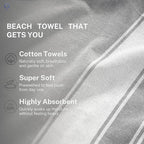 Cotton Turkish Beach Towel with Towels Oversized 36"x72" Pool Absorbent Extra Large Quick Dry Sand Travel Towel (Grey, 2 Pack)