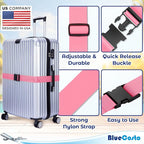 Luggage Straps for Suitcases - TSA Approved - Pink, 20 PK - Bulk Multipack Premium Nylon Belts for Suitcase, Briefcase & Travel Bag - Adjustable Strap Length 46" - 78"