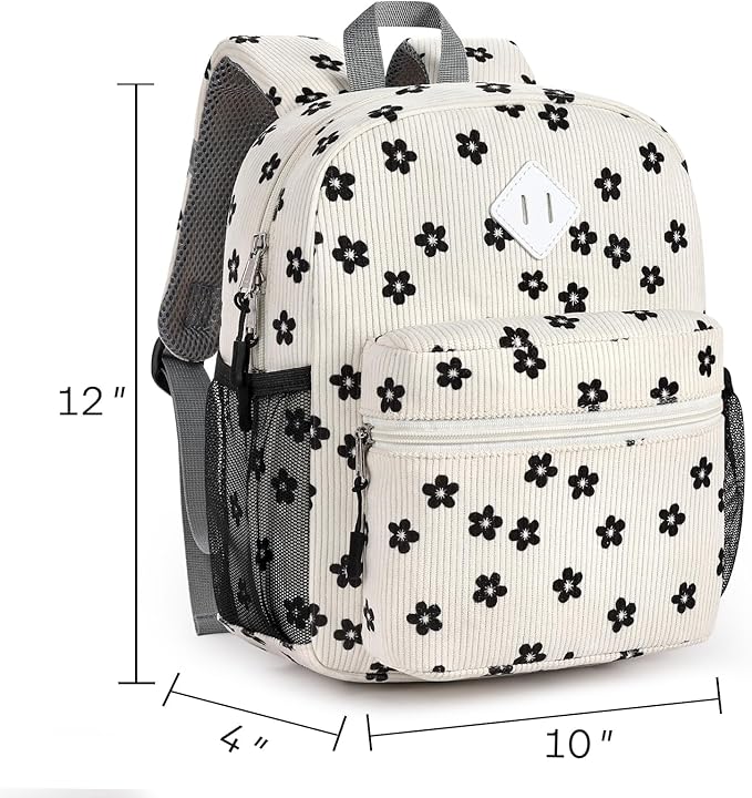 STEAMEDBUN Corduroy Toddler Backpack for Girls Boys 2-4, Kids Preschool Backpack for Kindergarten - Flower