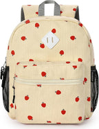 STEAMEDBUN Corduroy Toddler Backpack for Girls Boys 2-4, Kids Preschool Backpack for Kindergarten - Strawberry