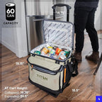 Titan by Arctic Zone Collapsible Wheeled Soft Sided Cooler with Detachable Rolling AT Cart, Insulated Bag with Leak Proof Lining, for Travel, Beach, Picnic, 60 Can Capacity