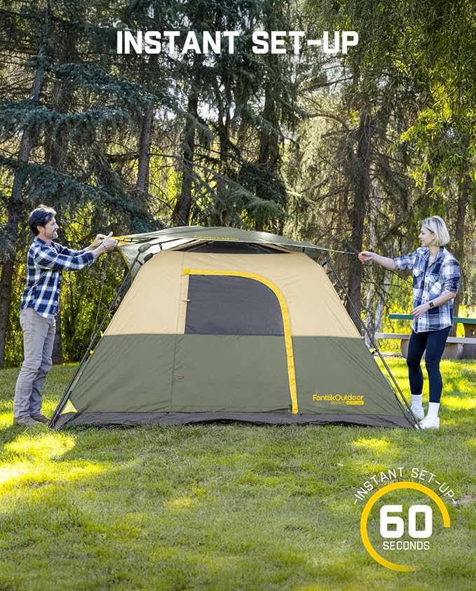 FanttikOutdoor Camping Tent 4/6/8/10 Person Instant Cabin Tent Setup in 60 Seconds with Rainfly & Windproof Portable with Carry Bag for Family Camping & Hiking, Upgraded Ventilation, Navy Blue