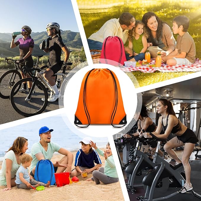 Grneric Drawstring Backpack Bulk 42 Pcs String Backpack Drawstring Bags Cinch Bag Sackpack for Men Women Gym 14 Colors