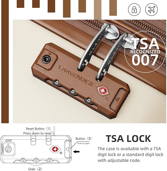 6 Piece Luggage Sets with Bags, Lightweight Expandable Checked Luggage Sets, Hardshell ABS Spinner Wheels Carry on Suitcase with TSA Lock, for Travel, Women Men (2 Cream Brown, 18/20/24/28inch+2bags)