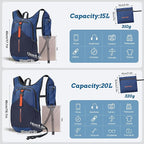 BECOJADDE 20L Small Hiking Backpack for Men Women Foldable Packable Back Pack Ultralight Hiking Daypack for Travel Camping Outdoor, Navy Blue