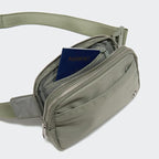 Pander Everywhere Belt Bag for Women, 5 Zipper Pockets Nylon Crossbody Fanny Pack Purse (Grey Sage).