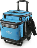 Titan by Arctic Zone Collapsible Wheeled Soft Sided Cooler with Detachable Rolling AT Cart, Insulated Bag with Leak Proof Lining, for Travel, Beach, Picnic, 60 Can Capacity