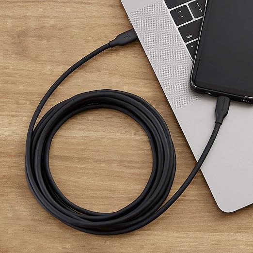 Amazon Basics USB-C to USB-C 2.0 Fast Charging Cable, 60W, 480Mbps Speed, USB-IF Certified, for Apple iPhone 16/15, iPad, Samsung Galaxy, Tablets, Laptops, 10 Foot, Black
