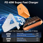 45W USB C Super Fast Charger Type C Charger Fast Charging Android Phone Charger Block with 10FT Type C Charging Cable for Samsung Galaxy S26 Ultra/S26/S26+/S25/S25 Ultra/S25+/S24 Ultra/S23 Ultra/S22