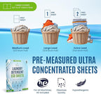 Eco-Friendly Travel Size Laundry Detergent Sheets - 10 Loads Ultra Concentrated, Stain-Fighting Enzymes & Plant Powered, Compact Washer Sheets, Pocket Friendly, Hot/Cold Cycles, Tough on Stains & Odor