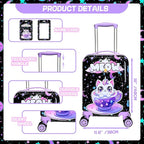 Kid's Luggage Set 5 Piece Suitcase Set 16' Hardside Spinner Wheels Girls Carry On Toddler Travel Rolling Airline Approved