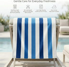 Premium Velour Cabana Beach Towel 2 Pack, 30” x 60” Soft Plush Cotton Pool Towel, Absorbent Quick Dry Towel for Beach and Pool (Riviera Stripe)